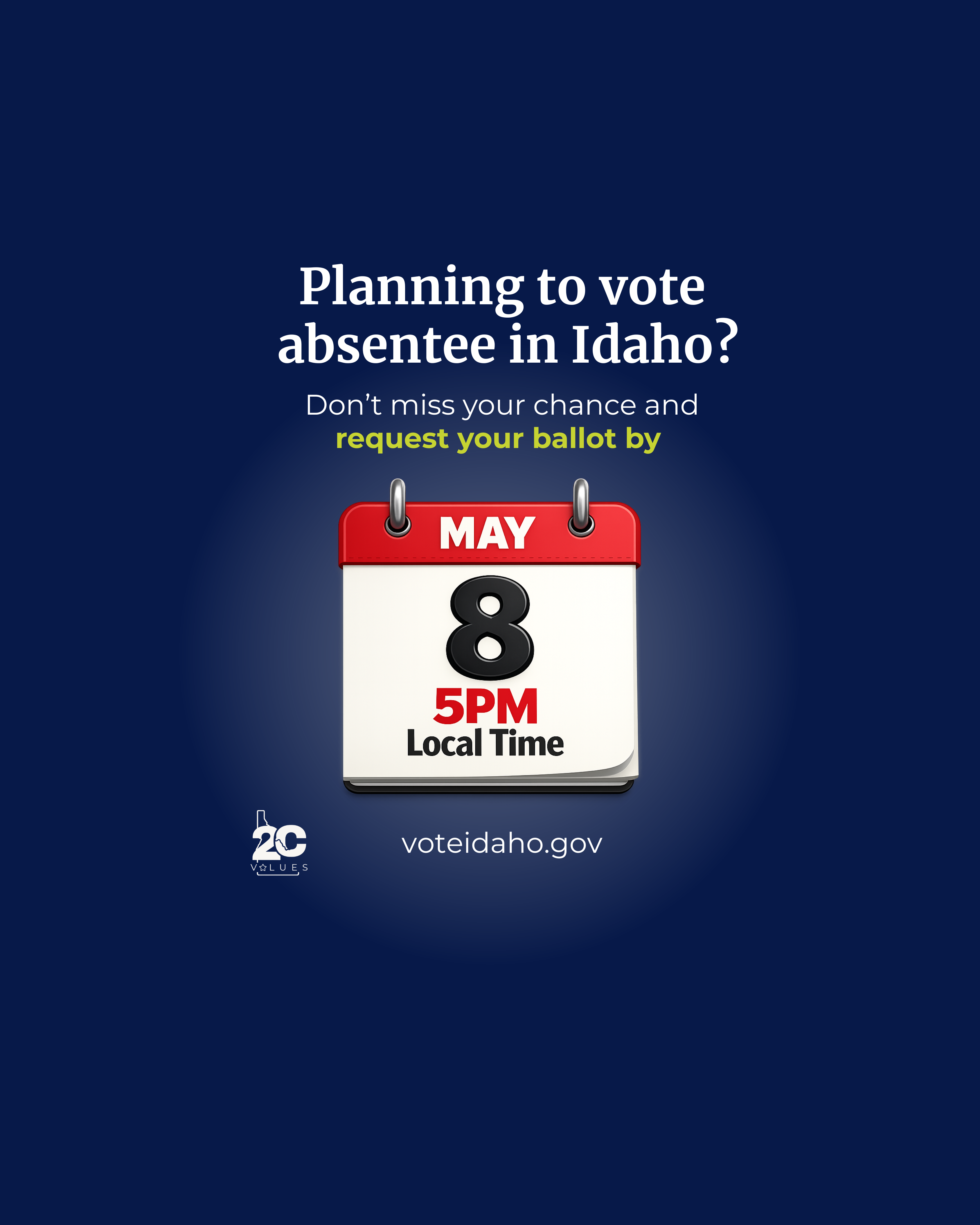 Register to get your absentee ballot by May 8